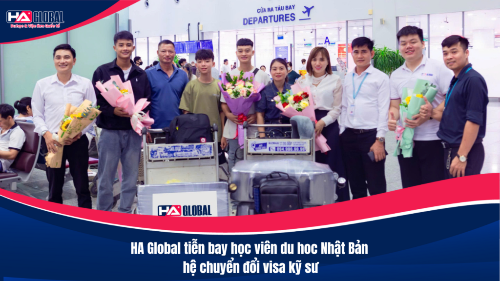 HA Global tiễn bay học viên du hoc Nhật Bản hệ chuyển đổi visa kỹ